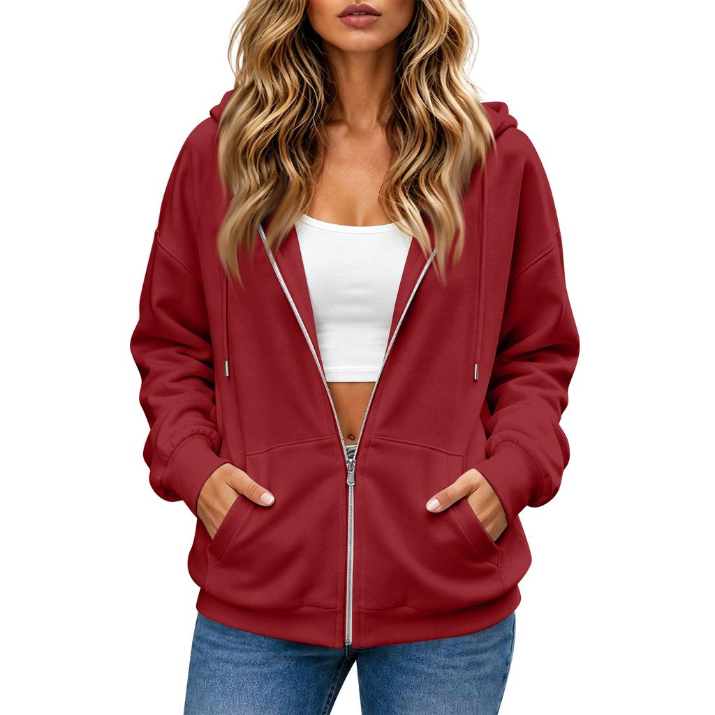 Women's Casual Long Sleeve Zip Up Hoodie Athletic Jacket with Color