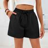 Women's Casual Fashion -Color Elastic Waistband Pocketed Wide-Leg Straight-Cut Shorts
