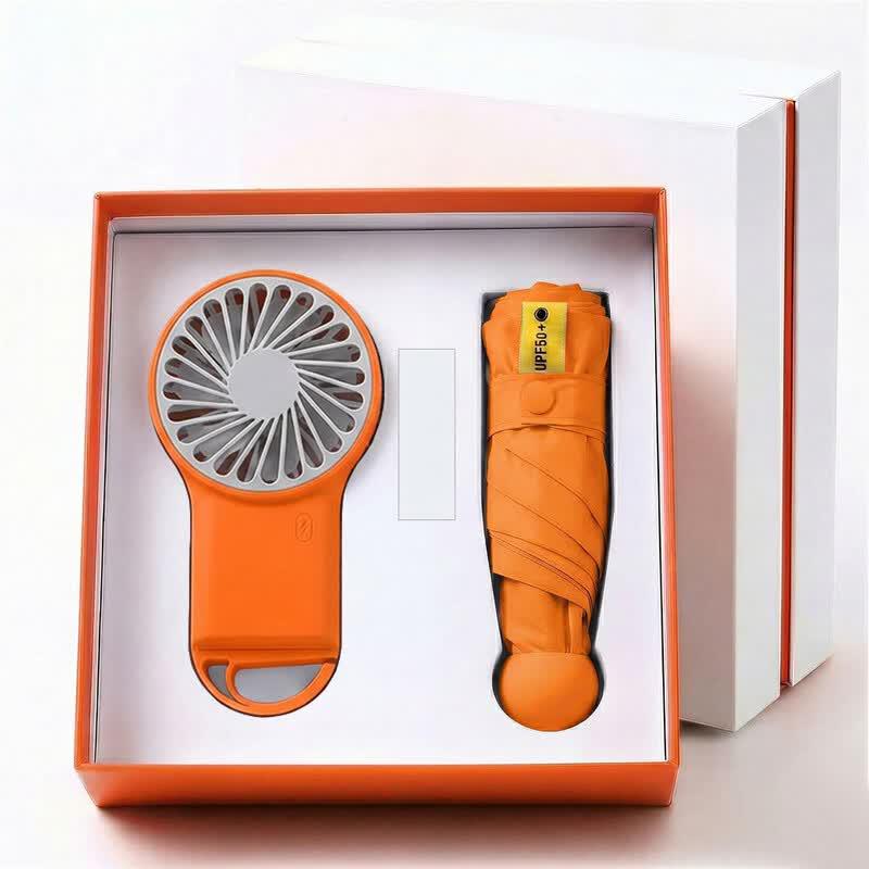 Portable Mini Fan & Umbrella Gift Set Small Fan + Umbrella