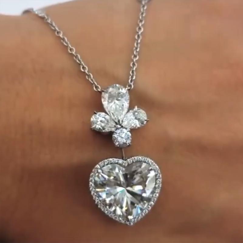 New Chic Crystal Cubic Zirconia Heart Pendant Necklace for Women Engagement Wedding Accessories High Quality Fashion Jewelry