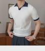 Italian Style Men's Slim Fit Polo - Summer Breathable, Trendy, V-Lapel, Jacquard Knit Short Sleeve