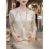 Retro flower-themed pullover round neck short-sleeved T-shirt women's summer versatile tide