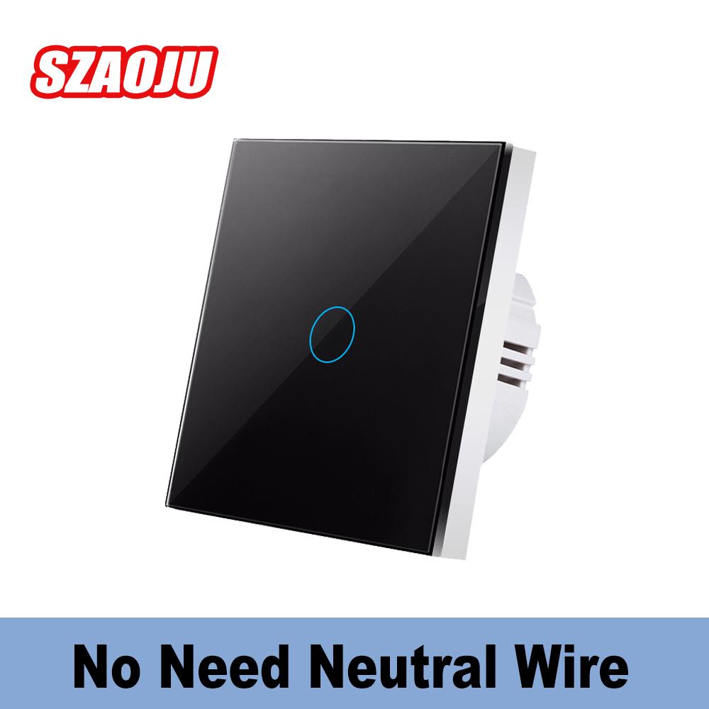 Szaoju EU Touch Switch AC100-240V Led Backlight Panel Tempered Crystal Glass Wall Light Sensory Switches 1/2/3 Gang