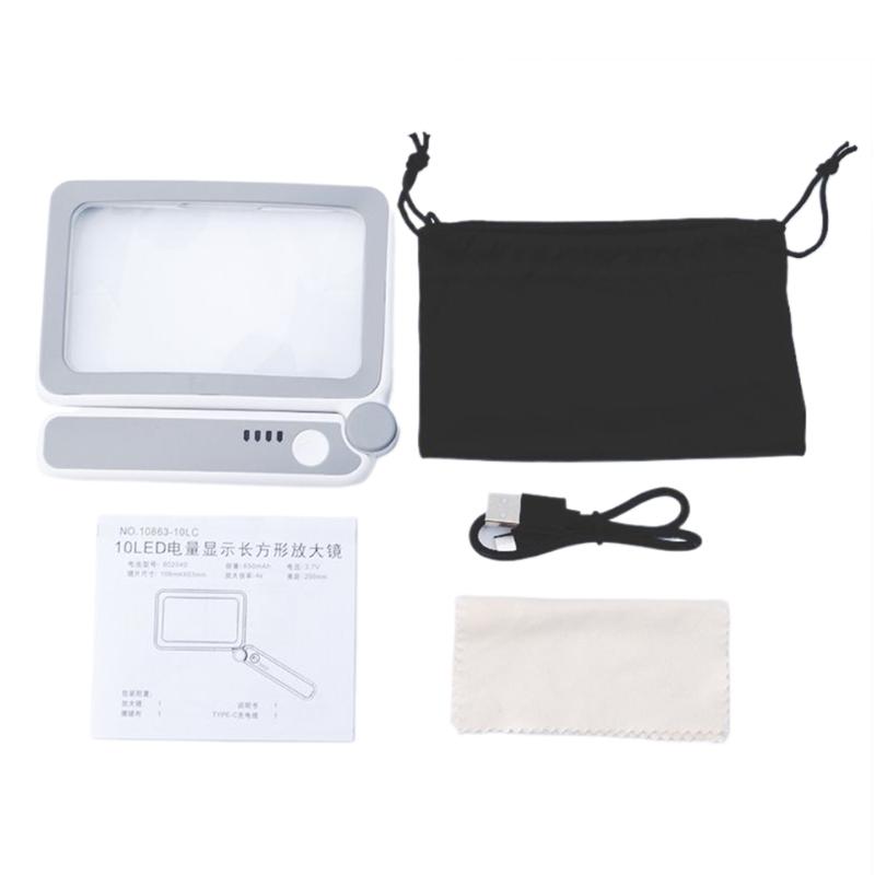 Magnifying Glass with Light, 4Times Handhelds Large Magnifying Glass 10 LED Illuminated Light Magnifier for Reading