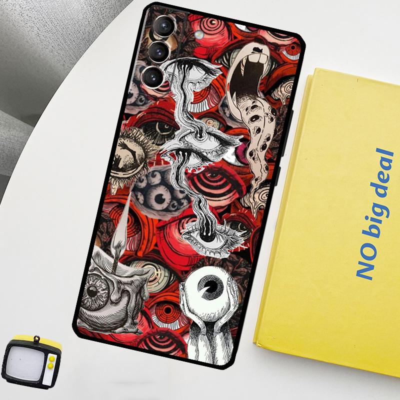 Scary Face Eyes Phone Case For Samsung Galaxy S25 Ultra S21 S22 S23 S24 Ultra S9 S10 S20 Plus S25 FE Cover