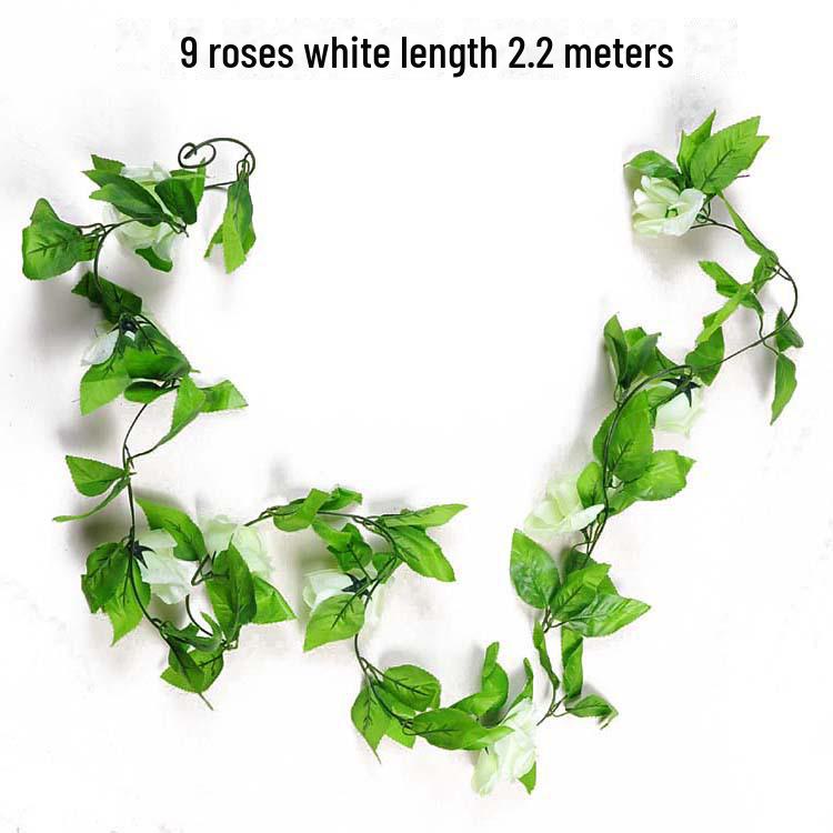 Silk and Plastic Roses Decorative Vines - Artificial Flowers for Weddings, Living Rooms, Home Ceilings, and Rattan Decor.