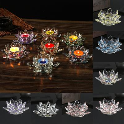 Candle Holder Crystal Ornaments Lotus Lamp Holder Candlestick Crystal Lotus Flower