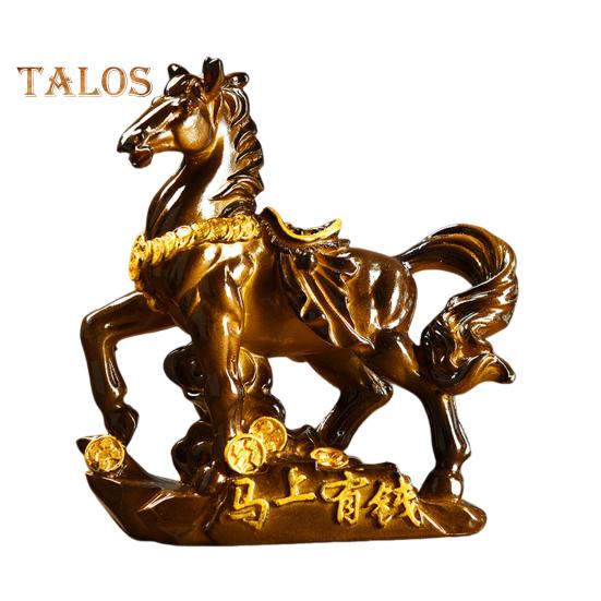 

Скульптура для чайного питомца из смолы, меняющая цвет, украшение в виде лошади, высокая температура, денежный символ, основа для домашнего декора для чайной церемонии, демонстрация богатства золотистый