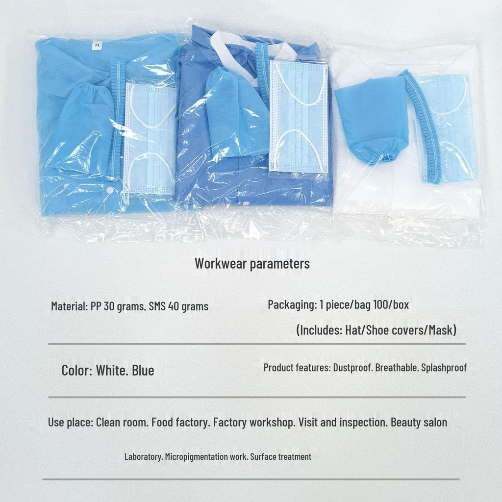 Thickened Disposable Work Suit Set: Dustproof and Isolation Gown with Lab Coat