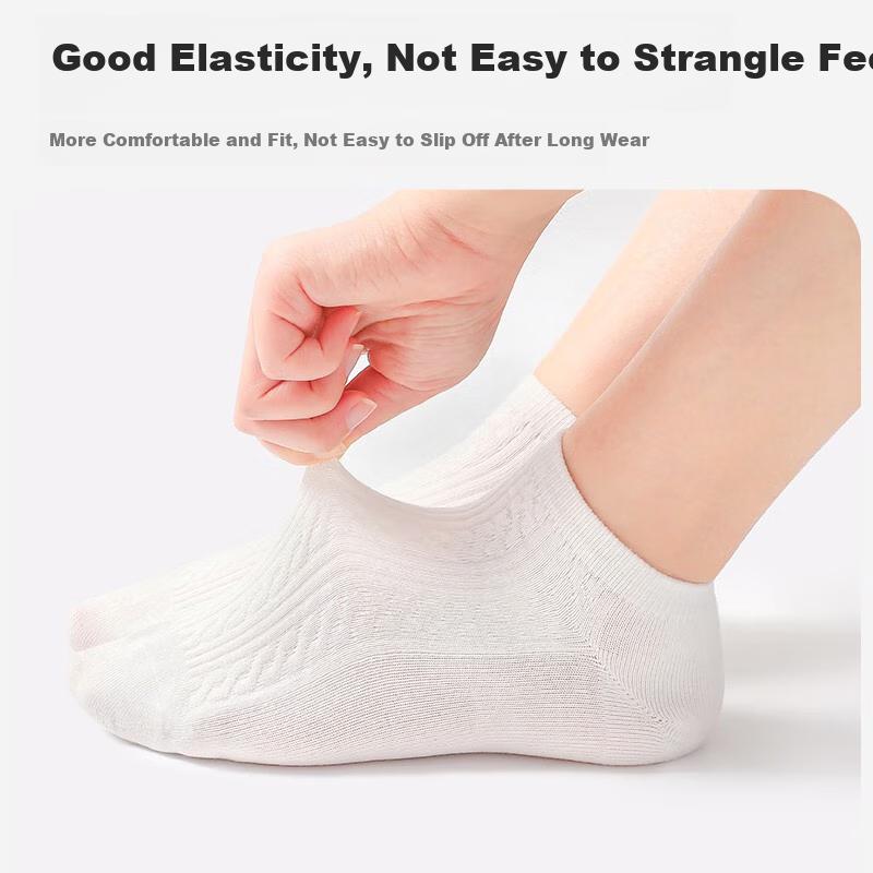 LangSha Women's Short Socks, Cotton Boat Socks, Summer Thin Comfortable Breathable Solid Color Simple Invisible Socks, 5 Pairs