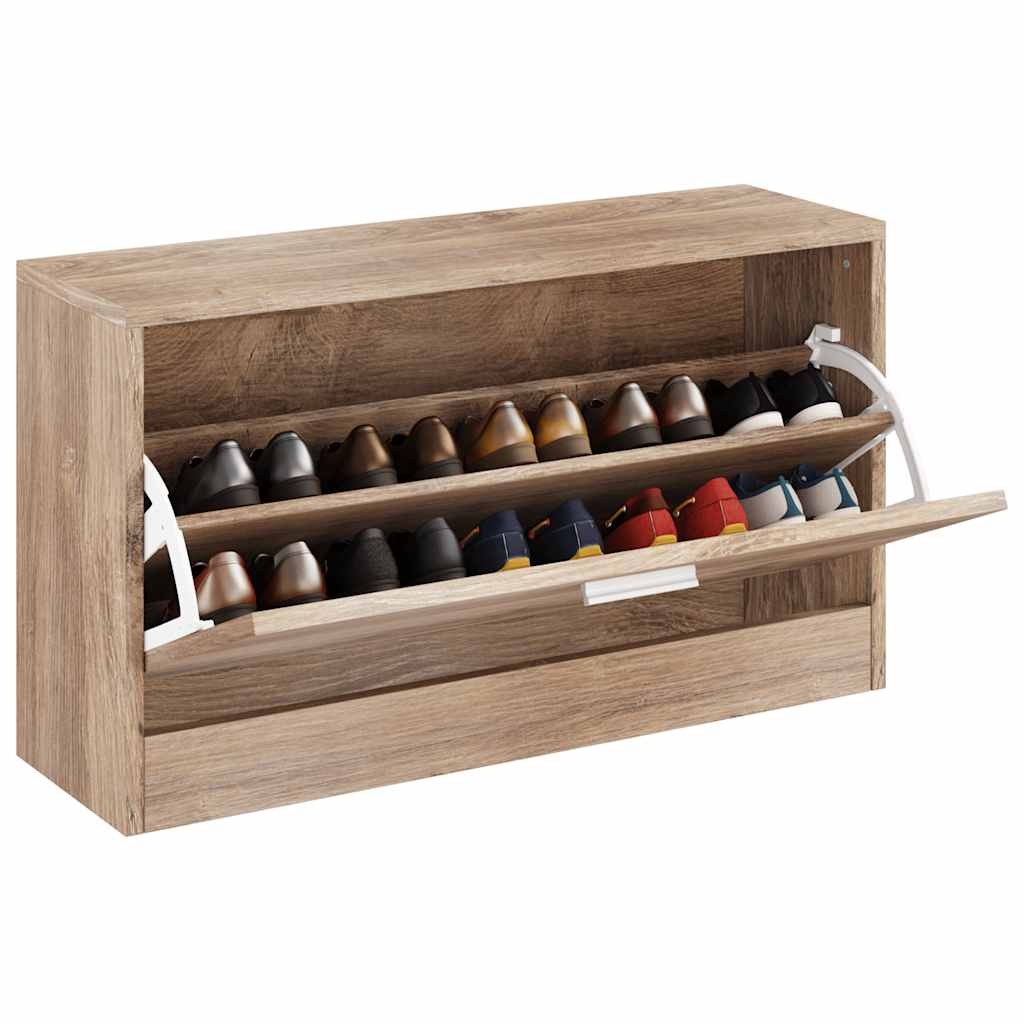 Vidaxl Schuhschrank, Farbe Eiche, 80x24x45 cm