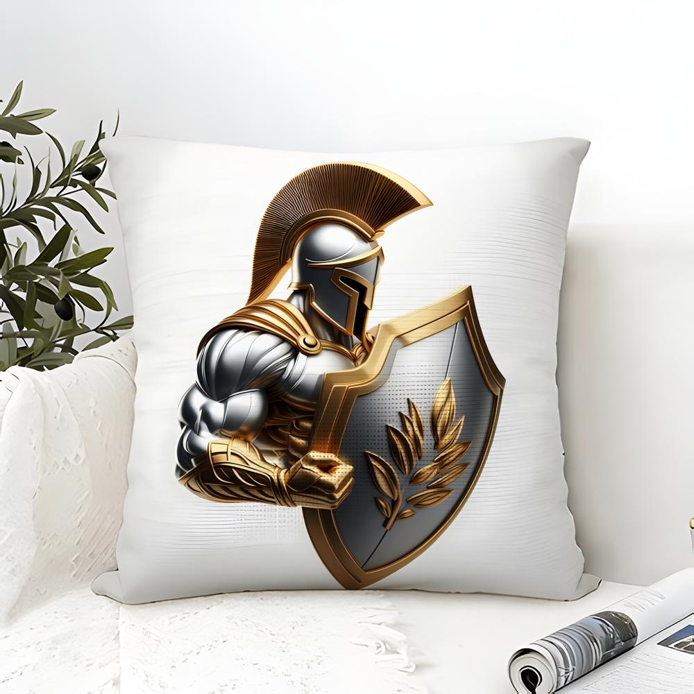 Cute Cartoon Warriors Brave Spartans 2 Pillow Case Linen Pillow Case Sofa Home Decor Cushion Cover Cushion Cove