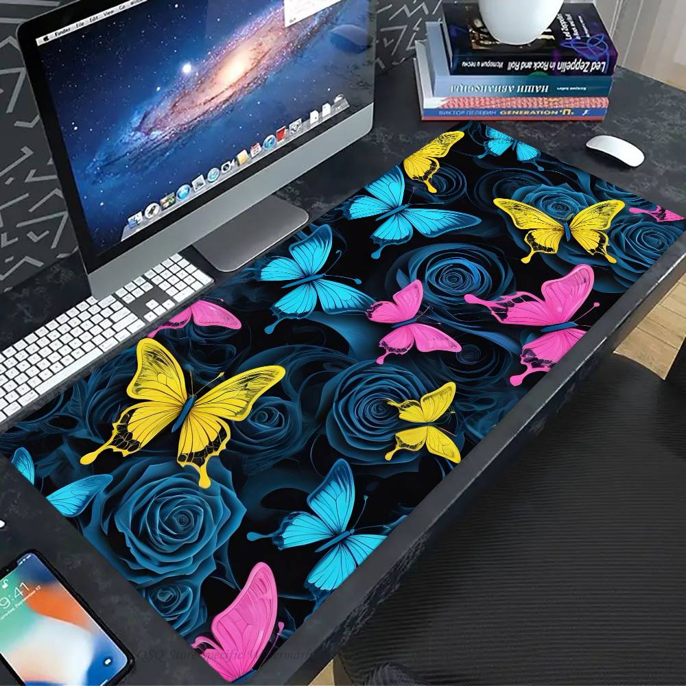 Magical Colorful Butterfly Mousepad Non-slip Suitable For Office Computers Laptops E-sports Game Desk Mats XXL Keyboard