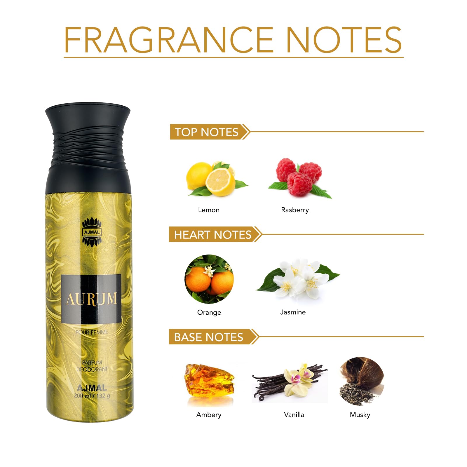 AJMAL Aurum Perfume Deodorant Jasmine 200Ml Body Spray Gift For Women