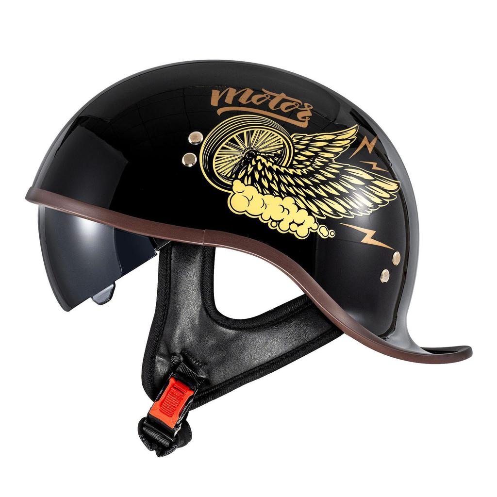 Retro Summer Lightweight Half Helmet with Inner Lens for Men and Women