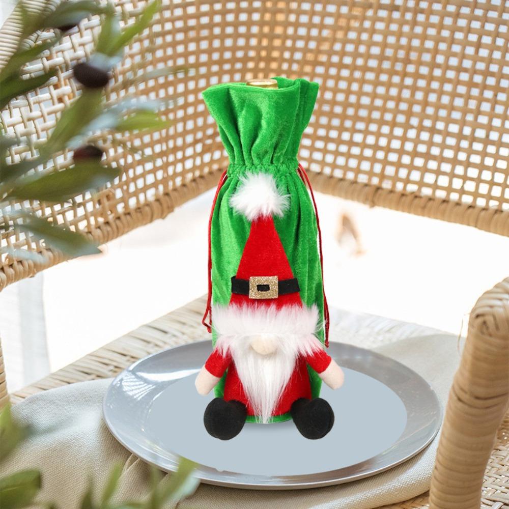 Cartoon Wine Bottle Protector Drawstring Christmas Decoration Supplies Christmas Day
