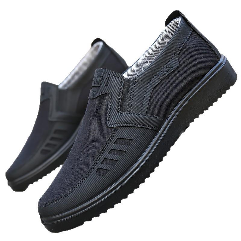 Men's Slip-On Polyurethane Cloth Shoes - Wear-Resistant & Lightweight Old Beijing Style.