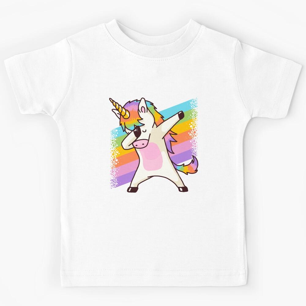 Rainbow Dabbing Unicorn Shirt Hip Hop Dab Pose Kids T-Shirt 110