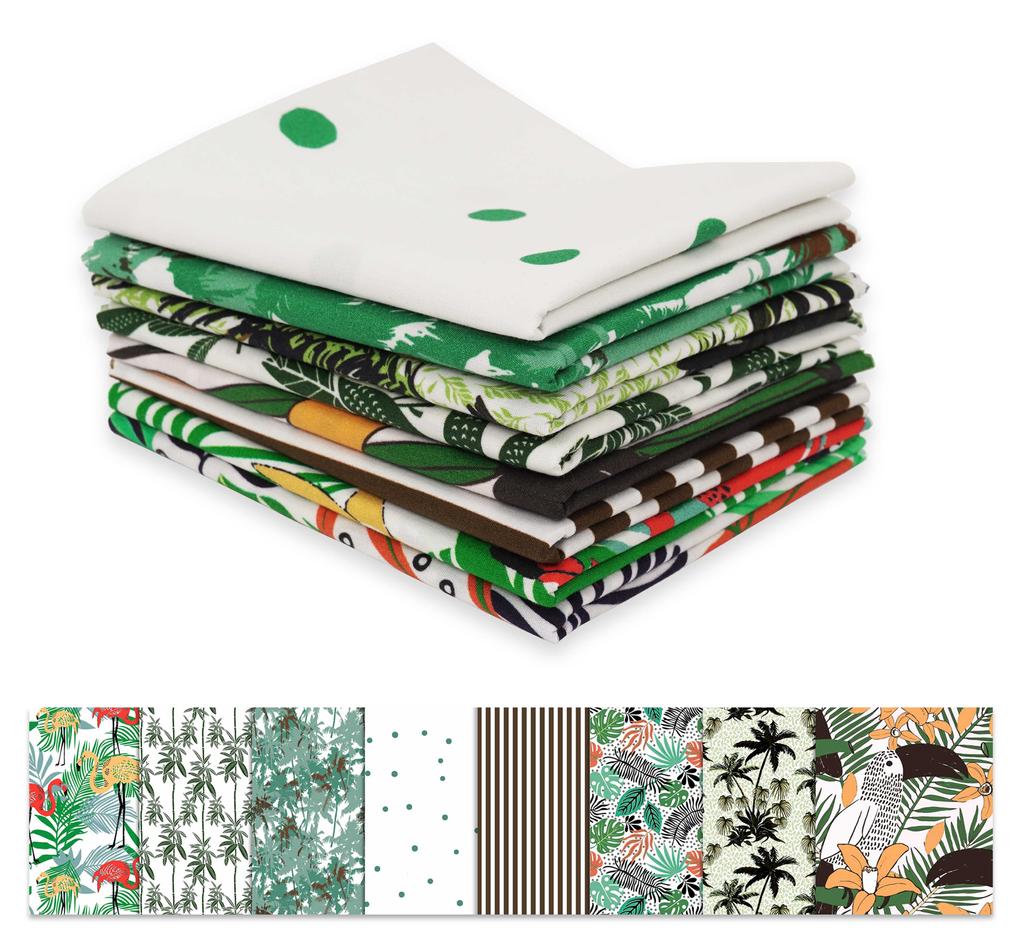 Soimoi 8 Pc Fat Quarter Bundle,  Tropical Palm Tree  Print 18"x 22"  DIY Patchwork-  100  Cotton  Pre-Cut Quilting Fabric