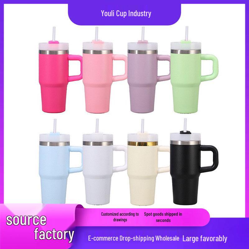 14oz Portable Car Cup with Straw Handle, 304 Stainless Steel, Double-Wall Vacuum Insulation violetto