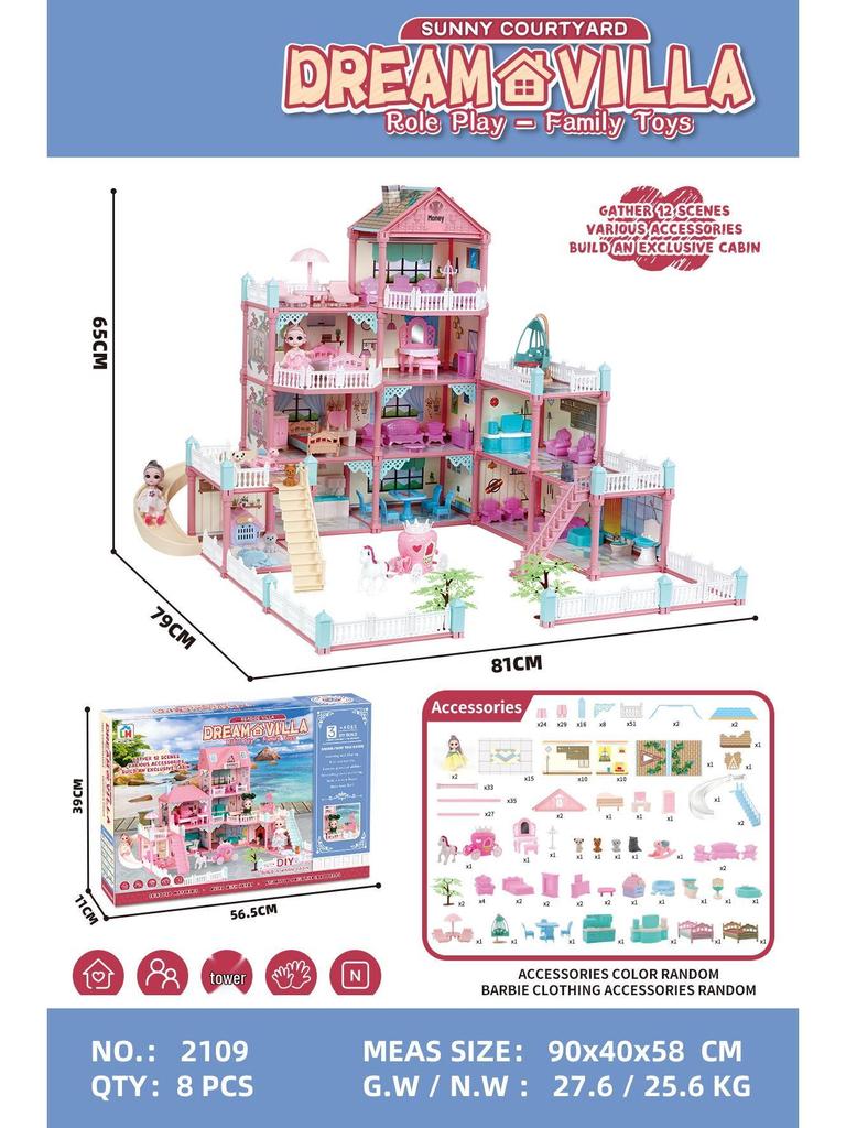 Children's Dreamy Princess Castle DIY Playhouse Building Set Gift Box