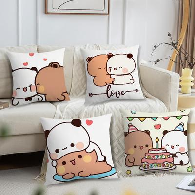 Couple Comfortable Soft Pillow Case for Sofa Bear Cartoon Kawaii Living Room Home Office D-dudu Decor Protective Covers b-Bubu