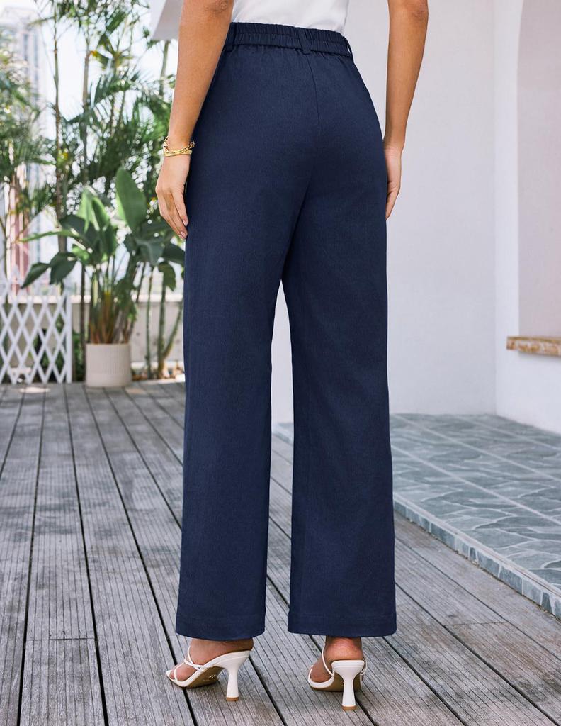 2025 Women's High Waist Wide Leg Stretch Trousers with Pockets - Formal Casual Pants