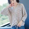 Spring and Autumn Women's Drawstring Tops, New Bottoming Shirts, Thin Loose Plus Size Korean Sweaters, V-neck