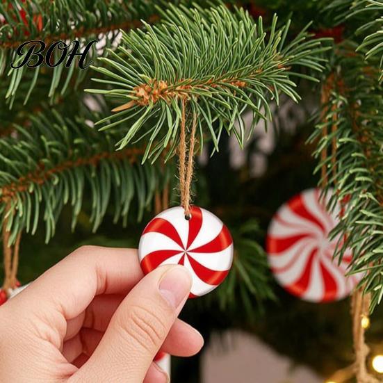 DIY Craft Ornaments 12/24/36Pcs Candy Cane Christmas Ornaments, Wooden Xmas Tree Decor with Red Green Indoor Holiday Home Striped Color, Hanging