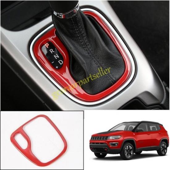 For Jeep Compass 17-2021 Glossy Red Center Console Gear Shift Frame Trim 1pcs