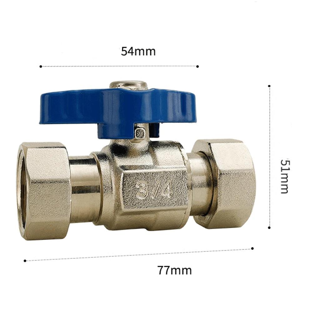 Union Ball Valve 1/2" -3/4" Brass Double Female and Male Thread Valve Water Pipe Switch Gas Straight To Tap Water