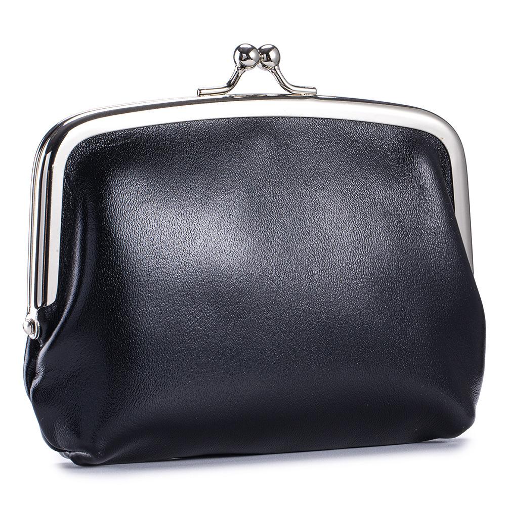 Новый винтажный кошелек для монет женский из коровьей кожи высшего слоя универсальная сумка для хранения с двойным зажимом сумка с золотым зажимом чёрный 1400₽