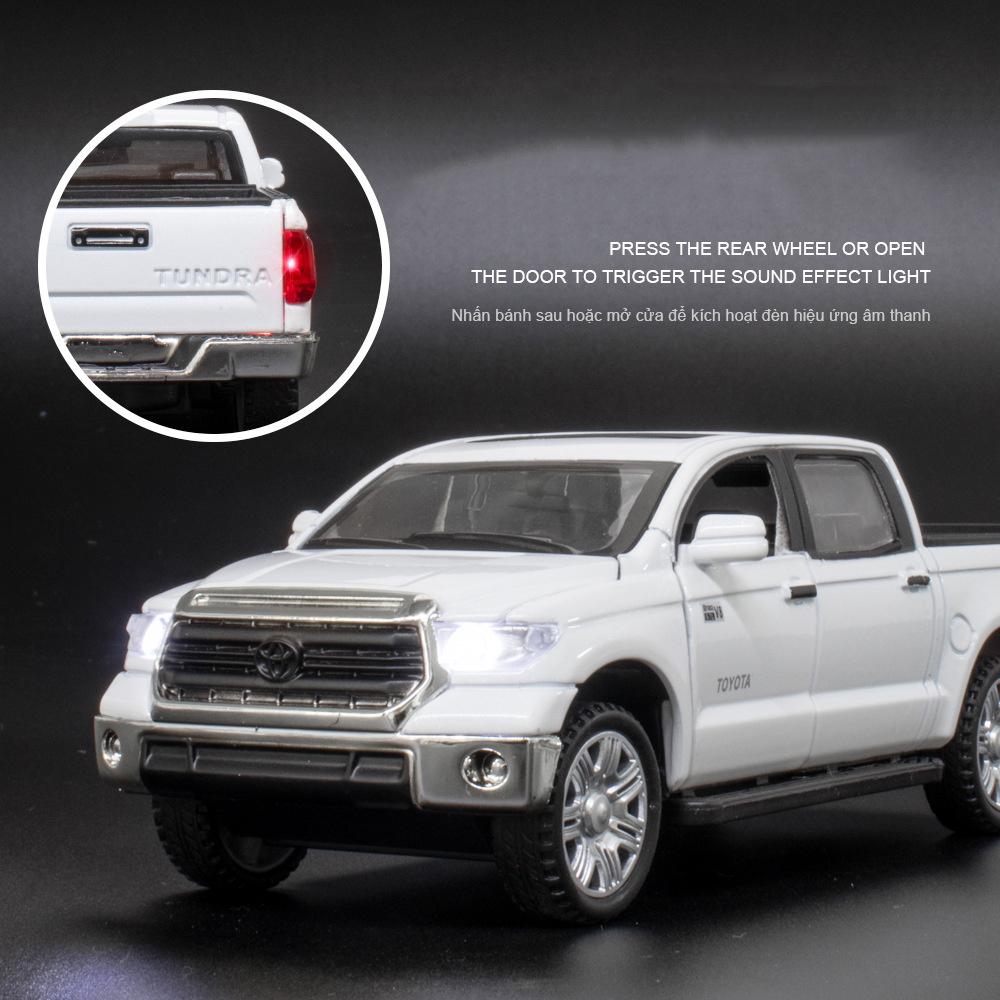 Toyota Tundra Pickup-Trucks im Maßstab 1/32, Druckguss-Autos, Modellspielzeug, Zinklegierungsspielzeug mit Ton und Licht, Rückzug, Geburtstagsgeschenke für Kinder