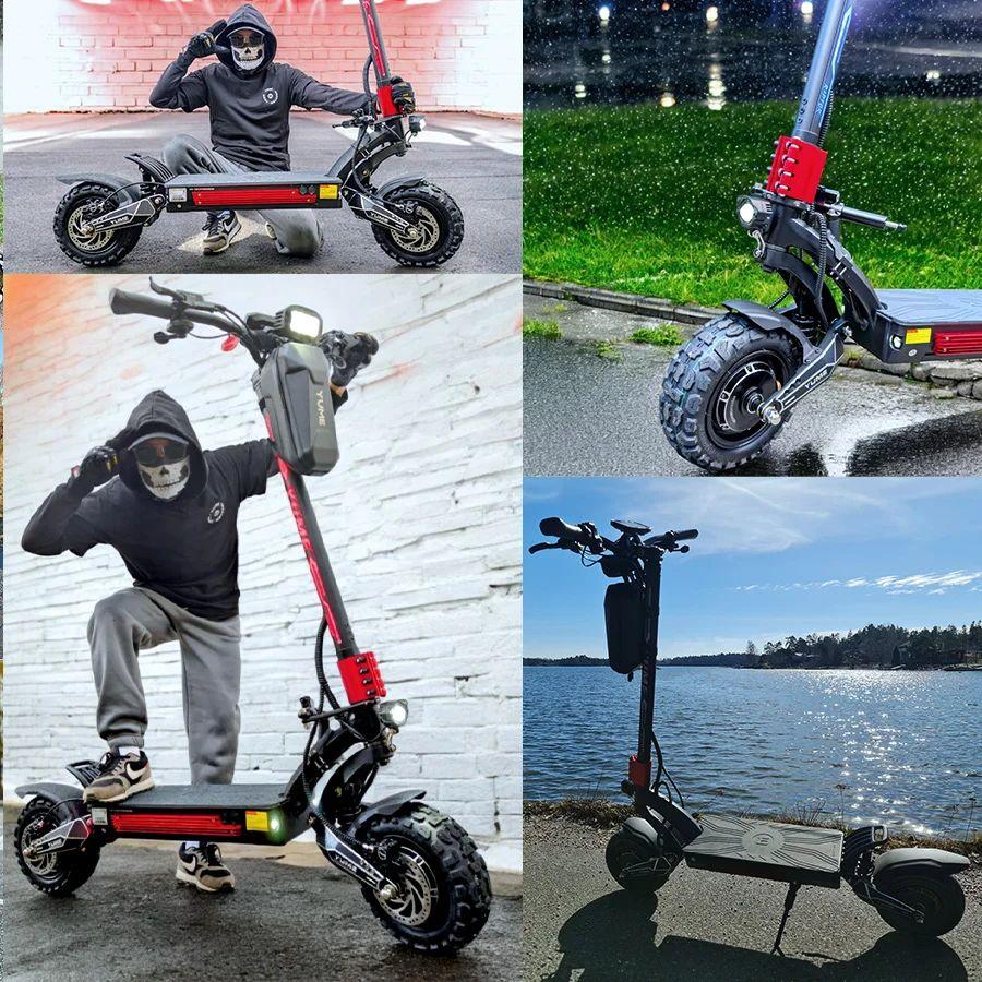 YUME Raptor Elektrická koloběžka 60V30AH 6000W Duální motor 11palcové terénní pneumatiky Maximální rychlost 80 km/h pro dospělé E-koloběžky s Bluetooth