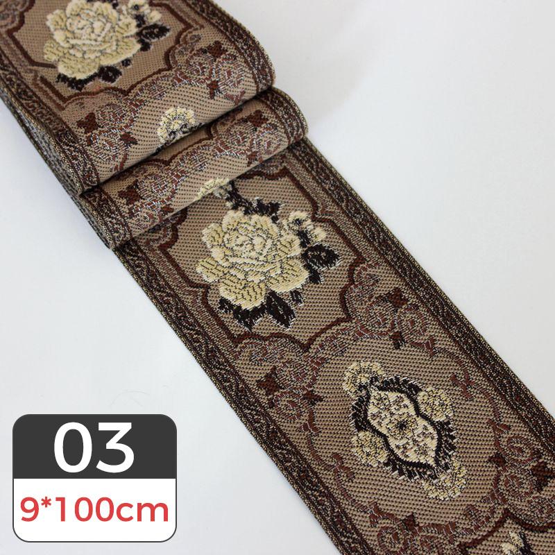 3 Meter Vintage Floral Embroidered Jacquard Ribbon Braid Trim Woven Border DIY For Apparel Sewing Upholstery Sofa Curtain Crafts