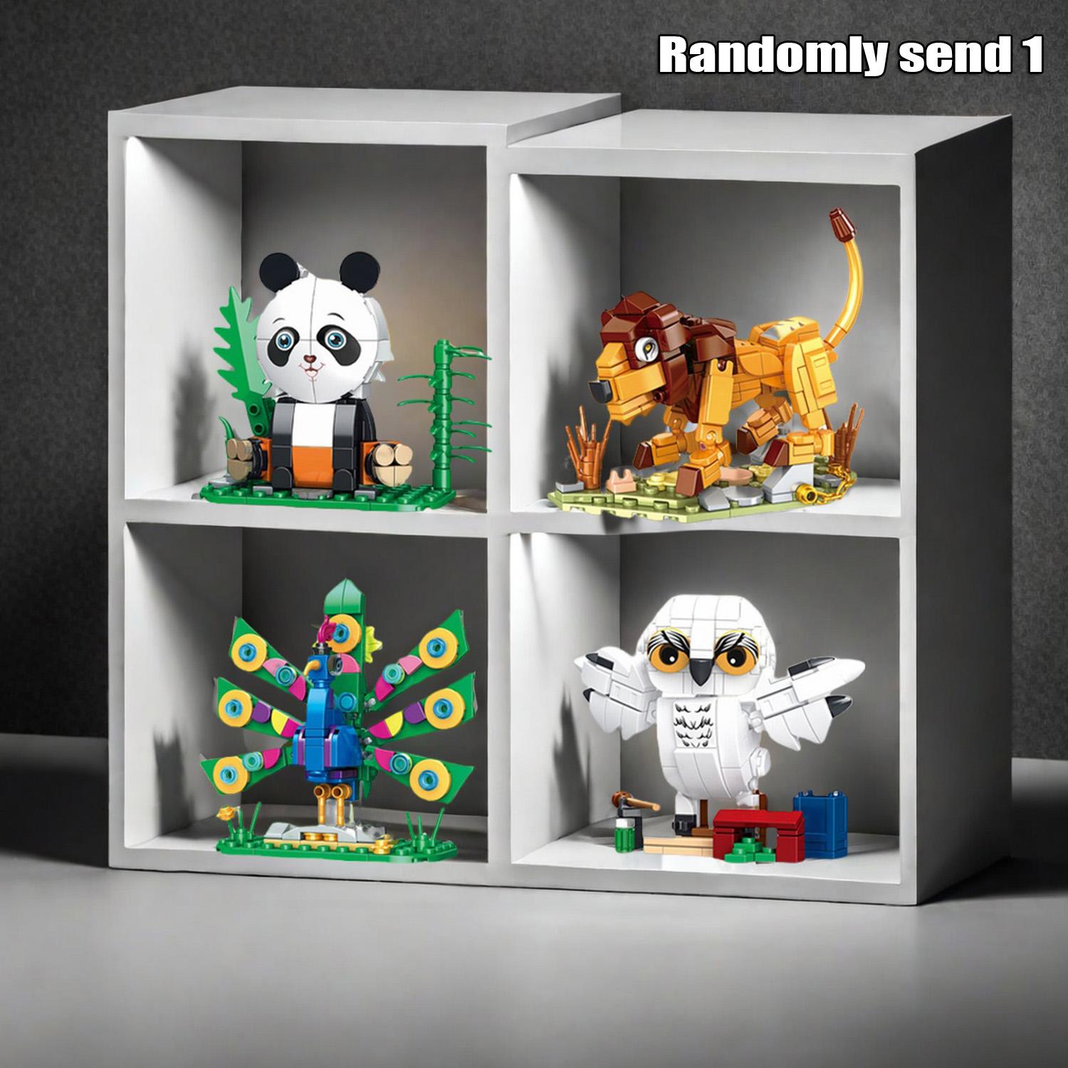 

161+PCS Random One Animal Building Blocks Toys Model Lion Panda Peacock Owl Animal Assemble Bricks Toy Sets Ornament Gifts