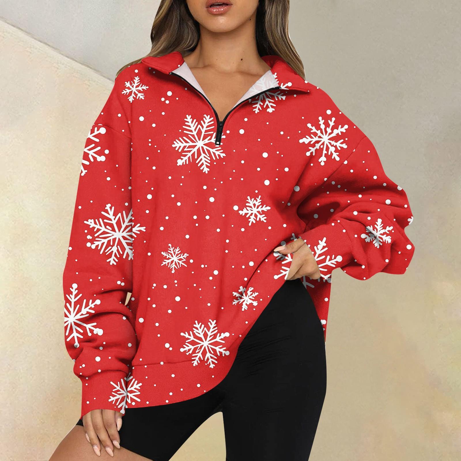 

Женская повседневная мода с длинным рукавом и принтом, свободный свитшот на молнии XL арбуз красный