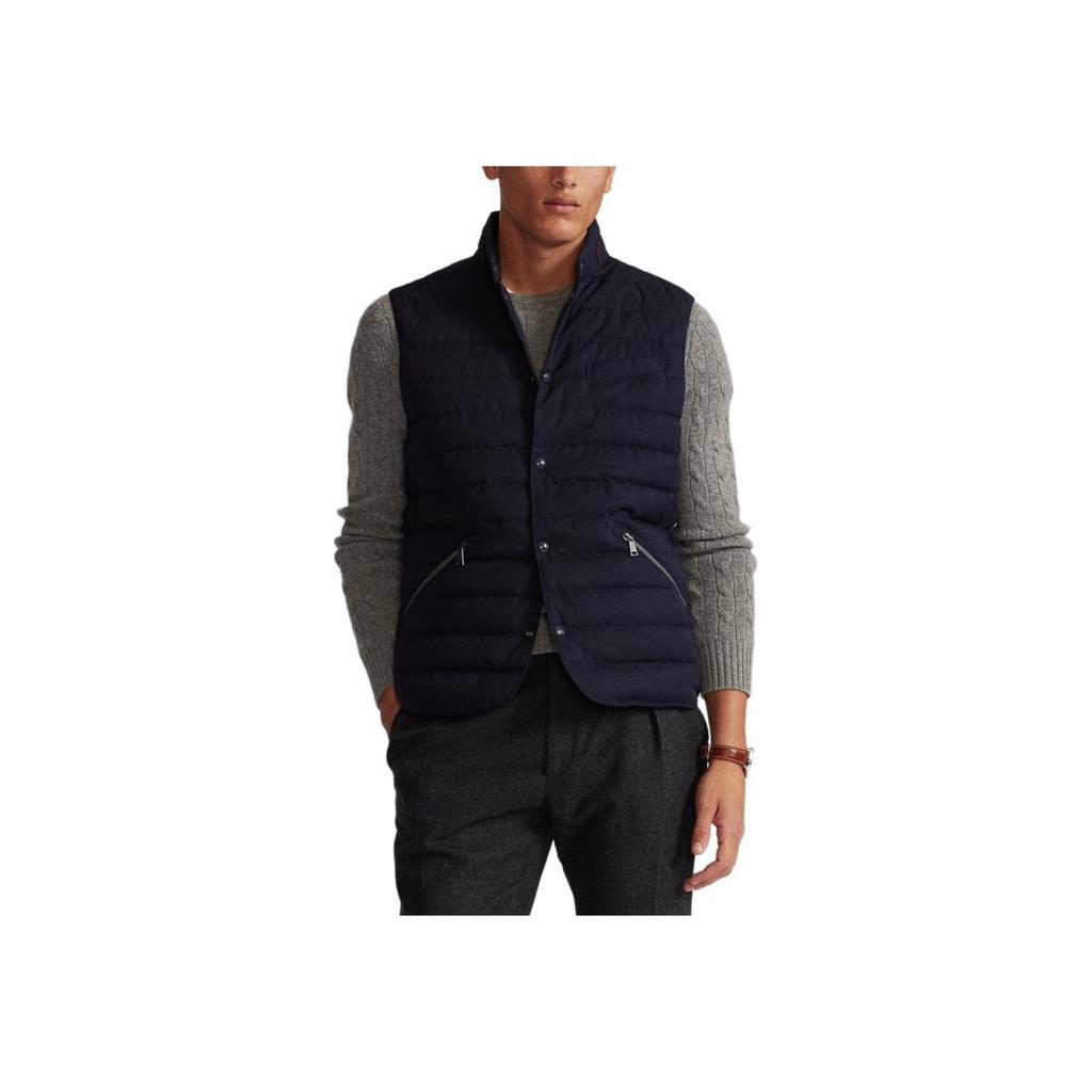 Polo Ralph Lauren Solid Color Single-Breasted Zipper Pocket Stand Collar Sleeveless Down Jacket Men outerwear Navy-Blue MNPOOTW1N220072-410