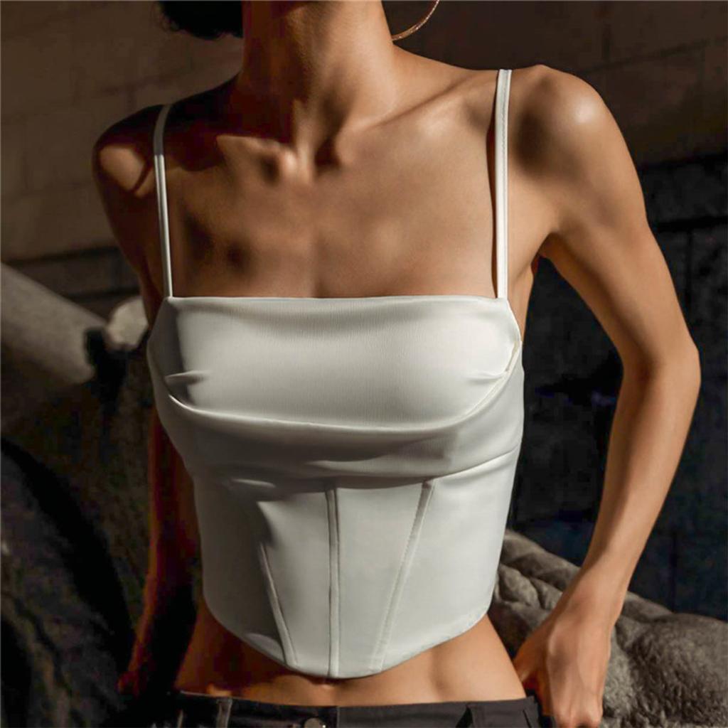 Ladies' Fashionable Solid Color Sexy Backless Striped Shoulder Strap Slim Fit Sleeveless Vest