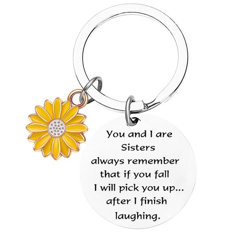 Sunflower Keychain Pendant Metal Stainless Steel Keychain Stainless Steel Keychain for Mothers Day and Fathers Day Backpack Bag Pendant