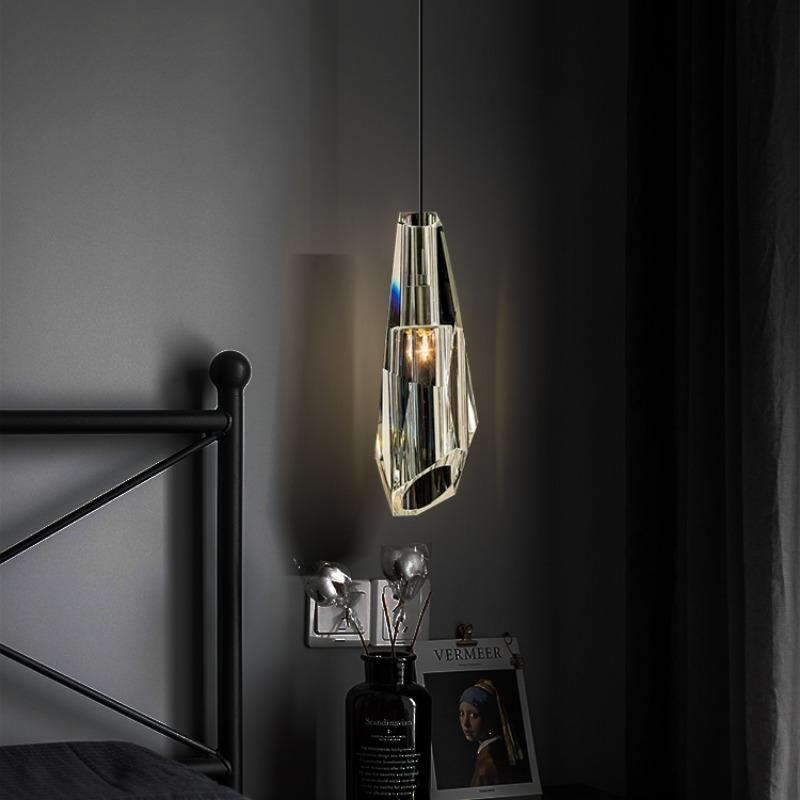 Full Copper Light Luksus Krystall Nattbordslampe Soverom Enkelt og kreativt Restaurant Bar Disk Balkong Langt Dekorativt lys