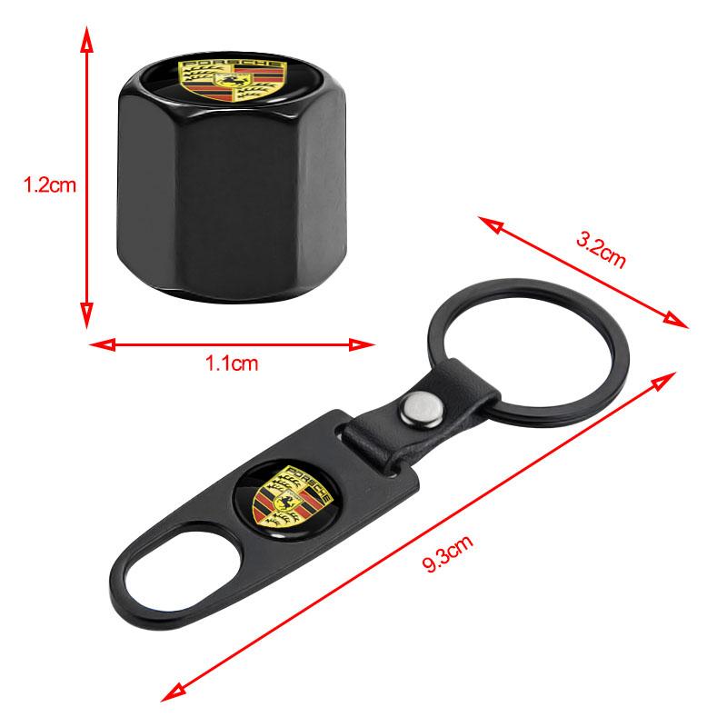 Car Wheel Tire Air Valve Caps with Keychain Accessories For Porsche Cayenne Panamera Macan Boxster 911 Carrera-GT 928 944 968