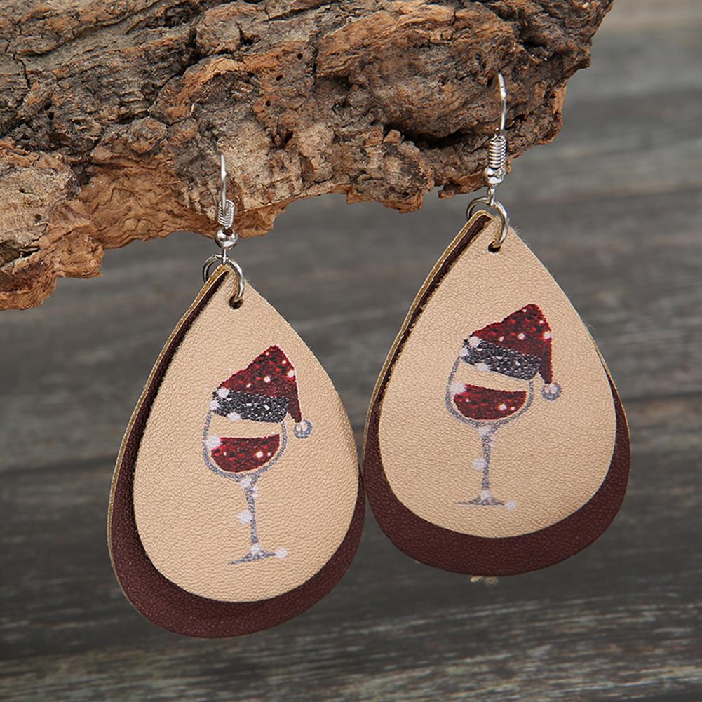 Satın alın Wine Glass Leather Earrings Joom