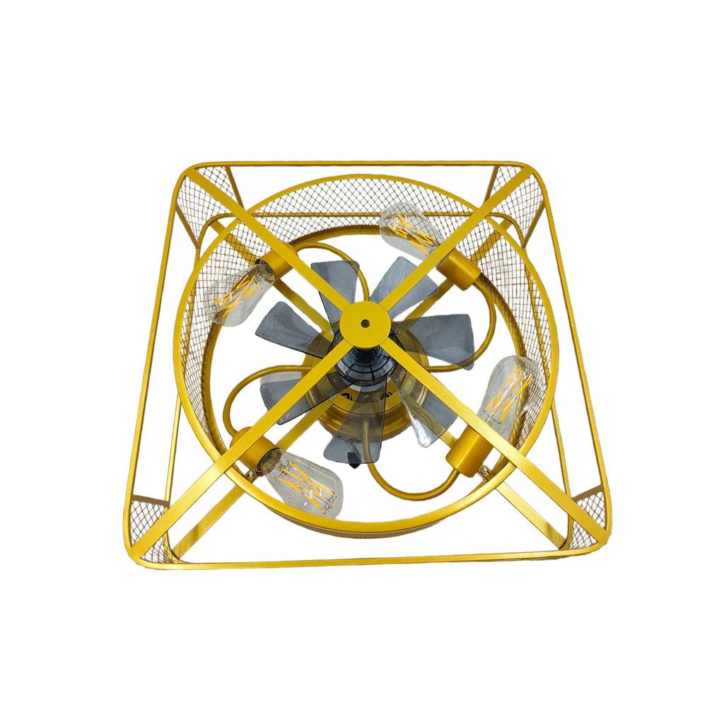 Retro Flush Mount Ceiling Fan Light with Remote - Antique Nostalgic Design for Home and Restaurant.