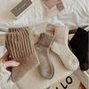 5pairs Women Winter Socks Warm Thick Knit Soft Vintage Casual Crew Socks Fuzzy Socks Knitted Socks For Women