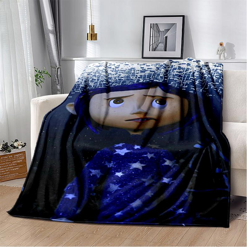 New Coraline Horror Cartoon Gift Soft Flannel Blanket,Throw Blanket Comfortable Blanket for Beds Sofa Home Bedroom Kids