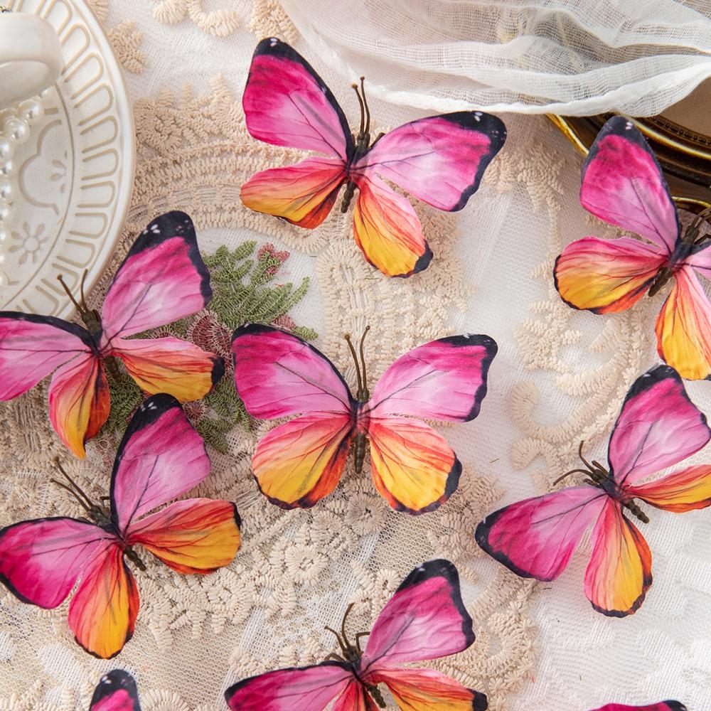 10/20PCS Artificial Fake Fluorescent Butterfly Home Room Decora Festival Wreaths Wedding Bridal Diy Accessories Headwear Brooch