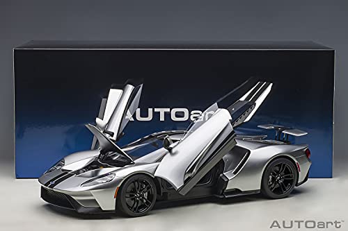 AUTOart 1/12 Scale Ford GT 2017 Metallic Silver/Black Stripes Finished Product 12108