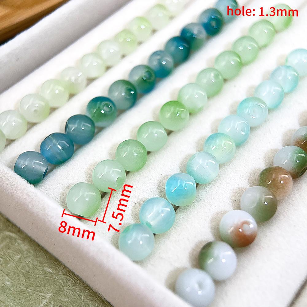 100pcs Glass Gradient Beads Multi Color Round 8mm Loose Spacer Beads for DIY Craft Bracelet Necklace Jewelry Making Findings