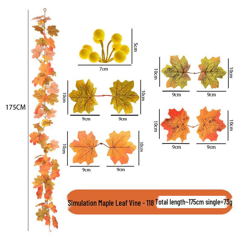 Autumn Maple Leaf Vine for Thanksgiving, Halloween & Christmas Decor